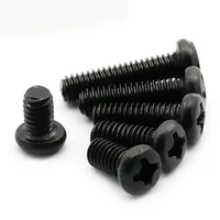 100 ชิ้น/ล็อต Cross Recessed หัวสกรู M1 M1.2 M1.6 M2 M2.5 M3 M4 M6 เหล็กคาร์บอนสีดํา Phillips เครื่องสกรูเกรด 4.8 6