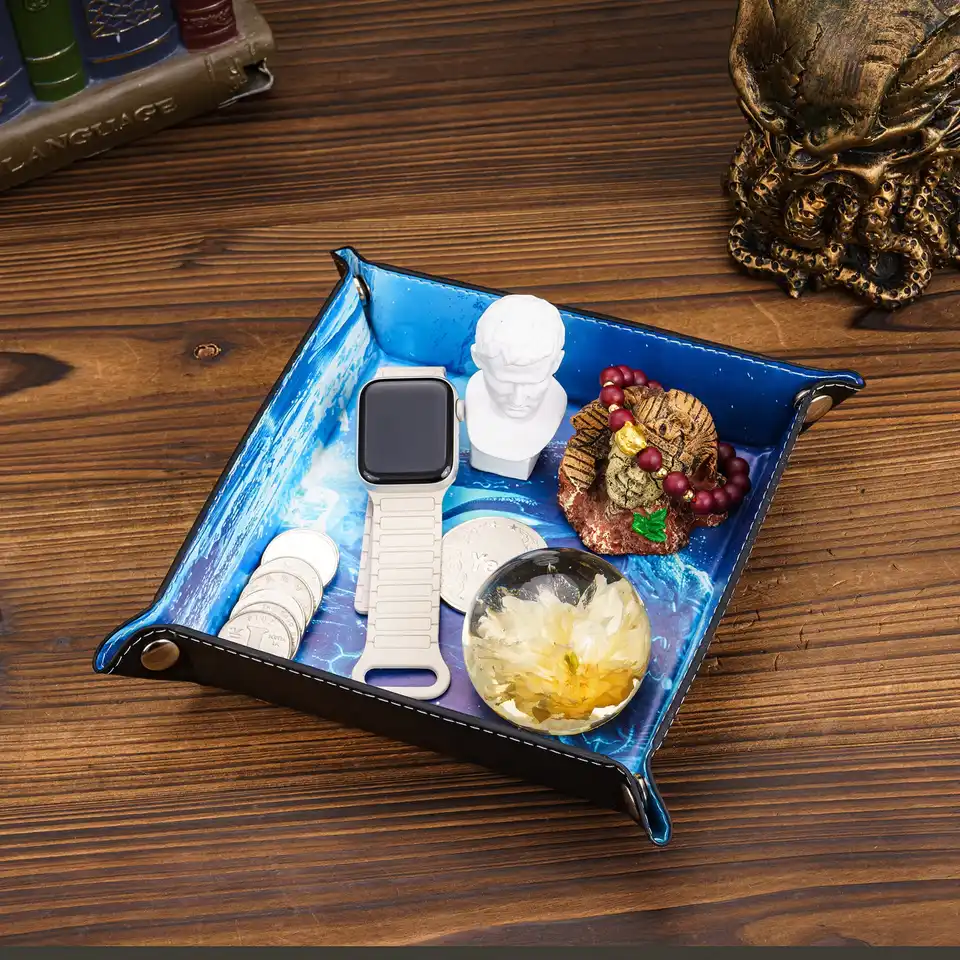 Bandeja De Dados Dobrável - Couro Sintético Para Jogos