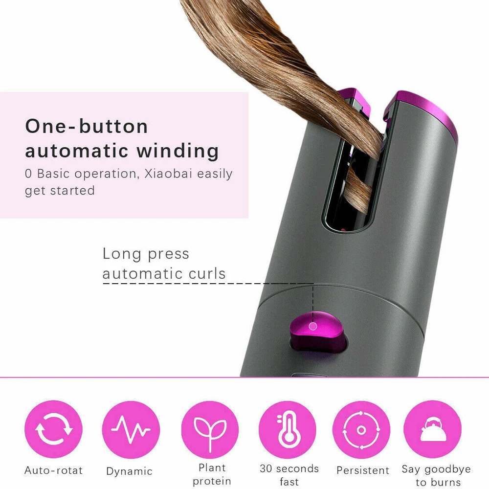 Ondulação do Cabelo Ferro sem Fio Modelador de Cabelo Automático Curling Wand Display 6 Temperatura Ajustável Usb Recarregável Rápido Aquecimento Lcd 6 curling wand display lcd 6 temperatura ajustável