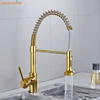 Kitchen Faucet Pull Out Stream Sprayer Deck Mounted Matte Black Mixer Tap 360 Degree Rotation  Kitchen Sink Hot Cold Taps
