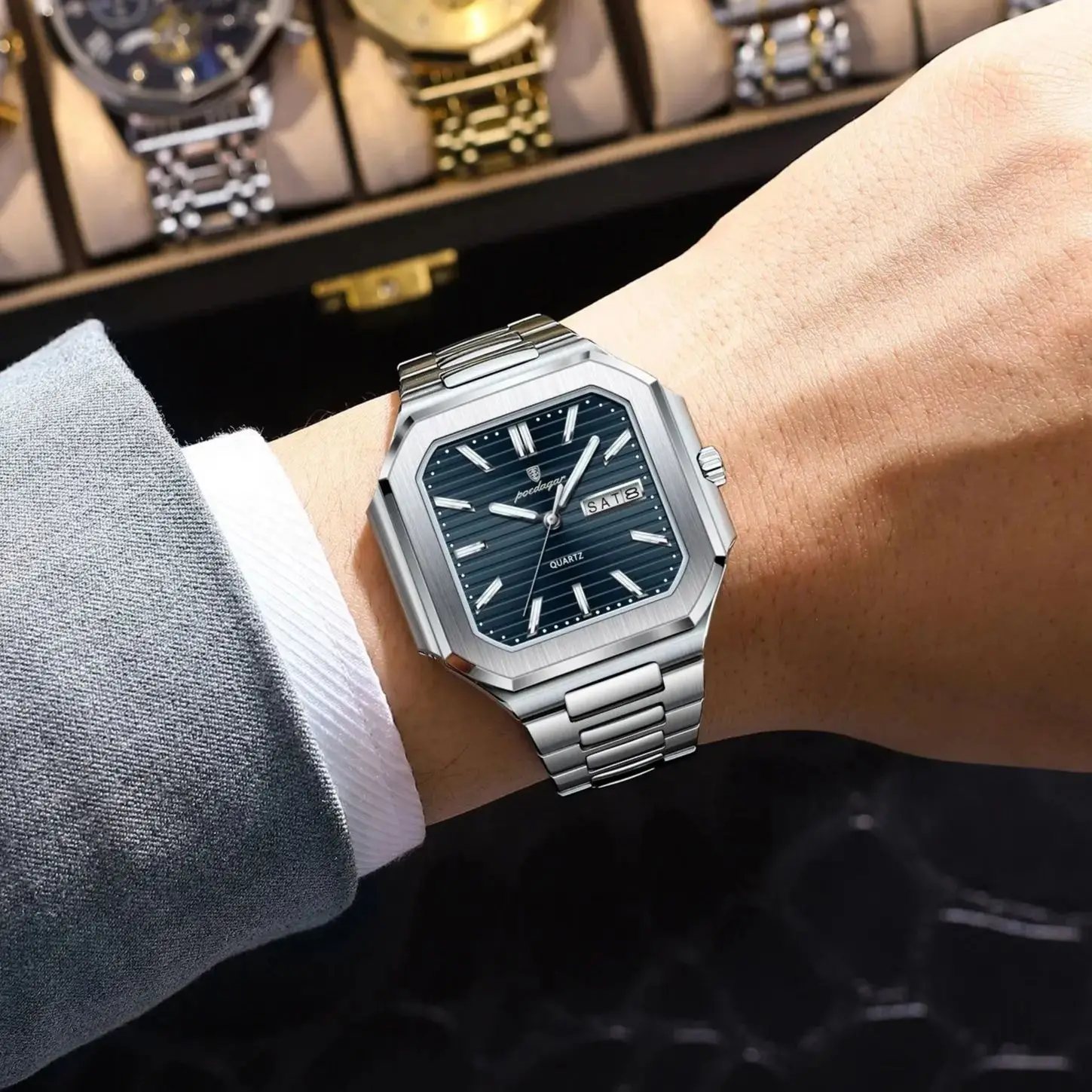 ساعة اليد مقاوم للماء مضيئة عصرية POEDAGAR