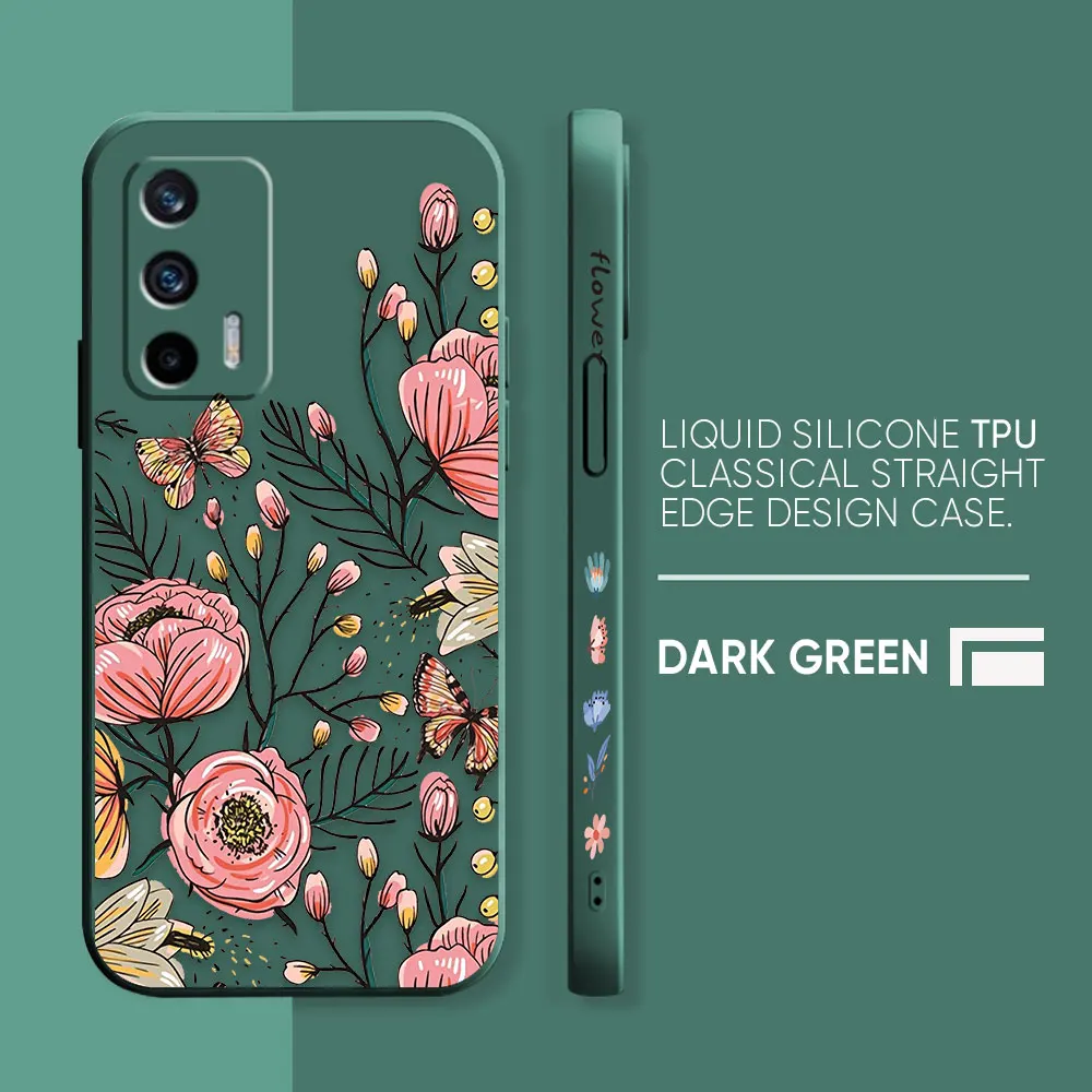 thumbnail image 1 of Case For OPPO Realme 9 8 8I 7 6 5 C21 GT NEO 2 3 5 V15 V25 Colour Simple Liquid Silicone Case The Most Beautiful Flower, 1 of 5
