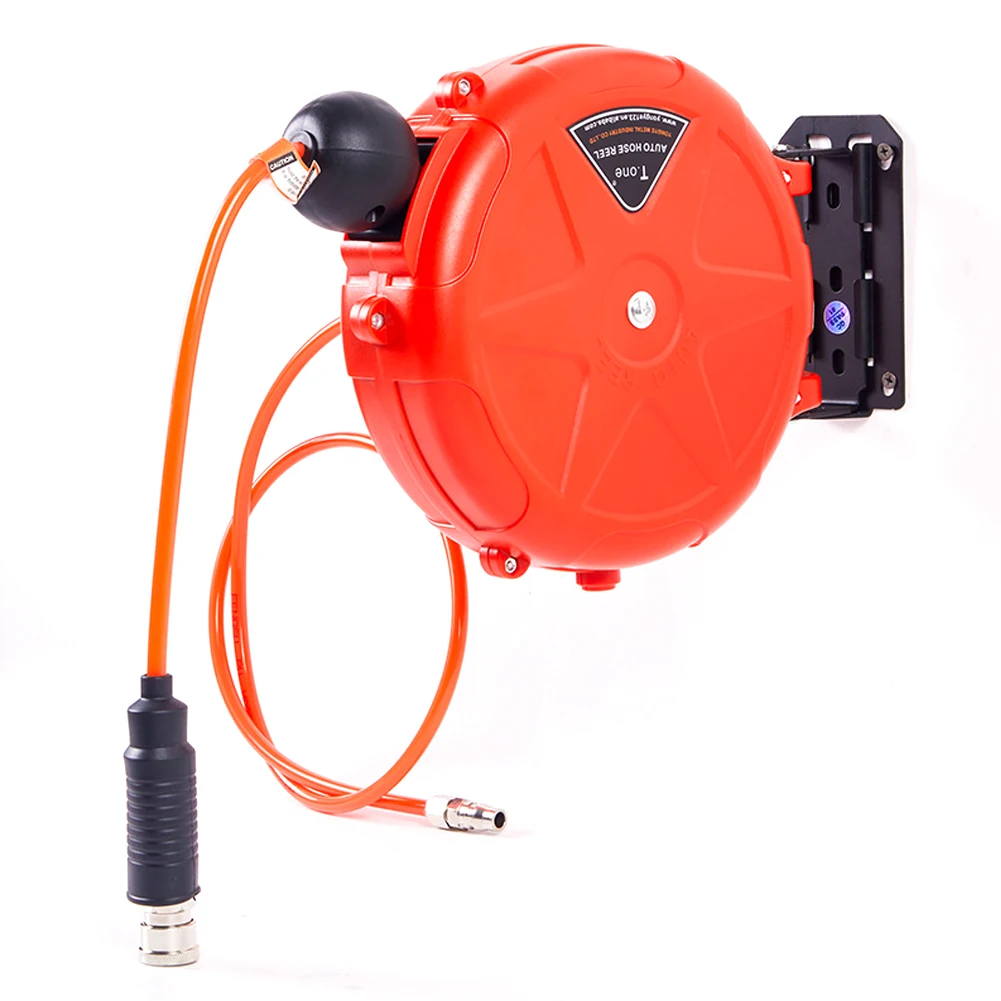 Hose Reel 8mm Compressor 10m Retractable Automatic Rewind Tool with Swivel Bracket Quick Coupler
