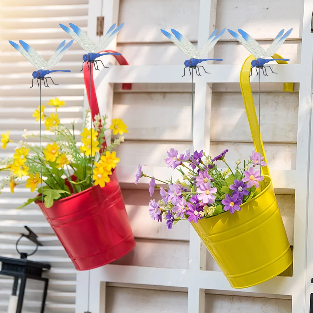 3-8pc Simulation Dragonfly Clip Bug Deterrent Pole Clips On Dragonfly Hat Clip Bug Repellent Outdoor Garden Decoration garden art decor dragonfly decoration