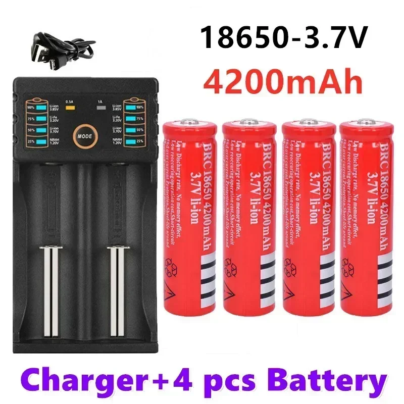 Originale 18650 Batterie 3,7V 4200Mah Muslimion Liion Batterie Fuir Led Taschenlampe Batery Litio Batterie + Usb Ladegerasse