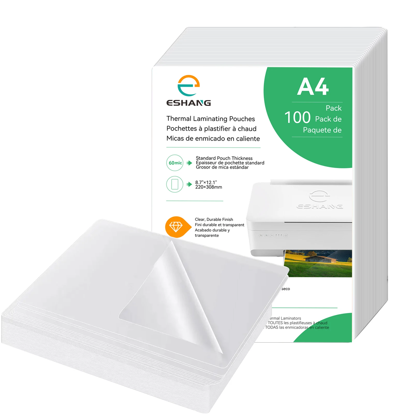 60 Mic A4 Size 100 Pack Thermal Laminating Pouches 8.3x11.7 Inches Laminating Sheets for Ultra Clear Glossy Hold Heat Seal laminating films
