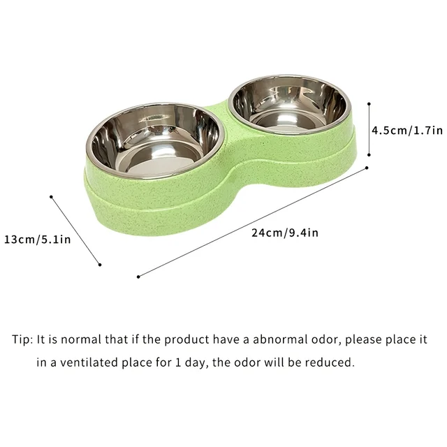 1 PCS Dual Bowl Stainless Steel Double Pet Bowls for Dogs and Cats - Non-Skid Base - Perfect for Food and Water - Easy to Clean 4