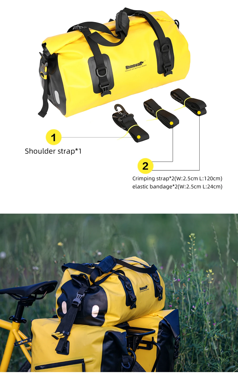 Rhinowalk Bicycle Bag Waterproof 20L 27L Quick Release Bike Side Pannier Rear Rack Saddle Bag Bikepacking Cycling Bag 1Pc Sale