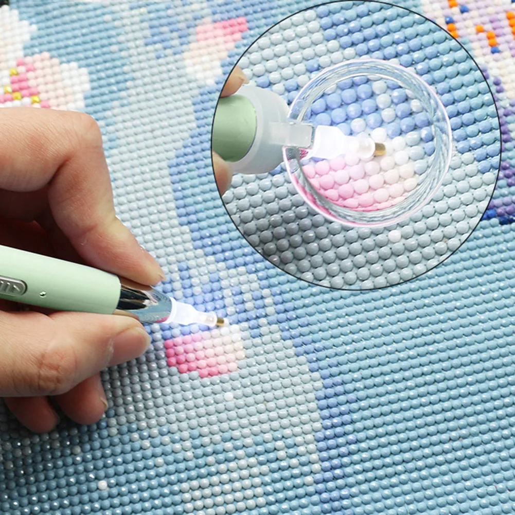 USB Rechargeable Lighting 5D Diamond Painting Point Drill Pen Set Tools DIY Luminous Embroidery Diamond Drawing Drill Pen