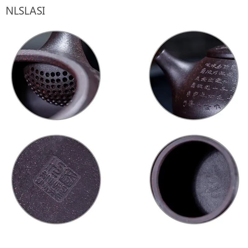200ml Chinese Yixing Purple Clay Tea Pot Handmade Beauty Stone Scoop Teapot Household Ball Hole Filter Tea Infuser Zisha Teaware