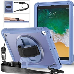 Ultimate Shockproof Tablet Case with Kickstand, Handle, and Strap for iPad Pro 9.7inch2016 (Grey Blue with Belt)