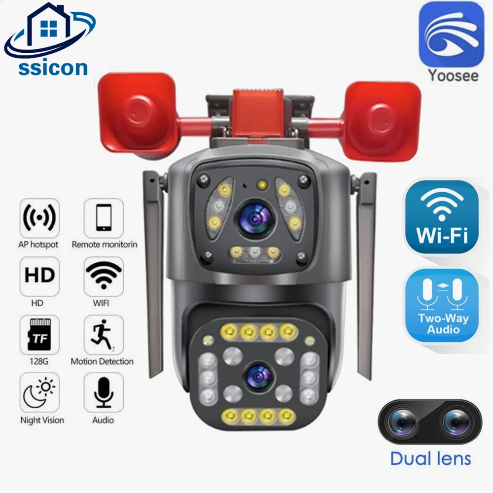 4MP Yoosee Security Dual Lens WIFI IP Camera Daul Screen CCTV Auto Tracking Wireless Waterproof Outdoor Camera