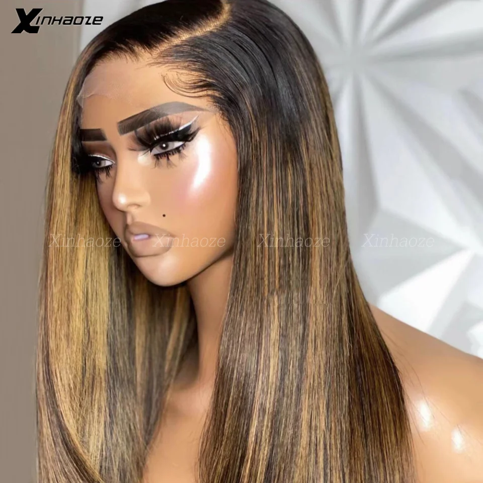 Highlight Wig 13x6 Lace Front Human Hair Wigs For Women Brazilian Straight Silk Top Wig Pre Plucked Colored Honey Blonde Wig