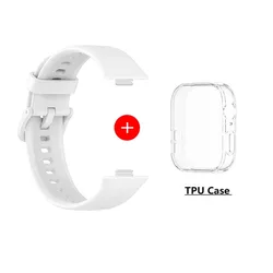 Enhanced Silicone Watch Strap with Case and Screen Protector (White With Clear)