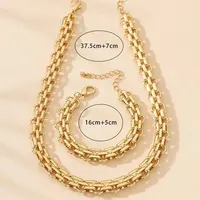 2 pièces ensemble couleur or lien chaîne collier Bracelet ensemble Punk Bracelet grand lien chaîne dubaï afrique fête ensemble de bijoux cadeau pour les femmes 3