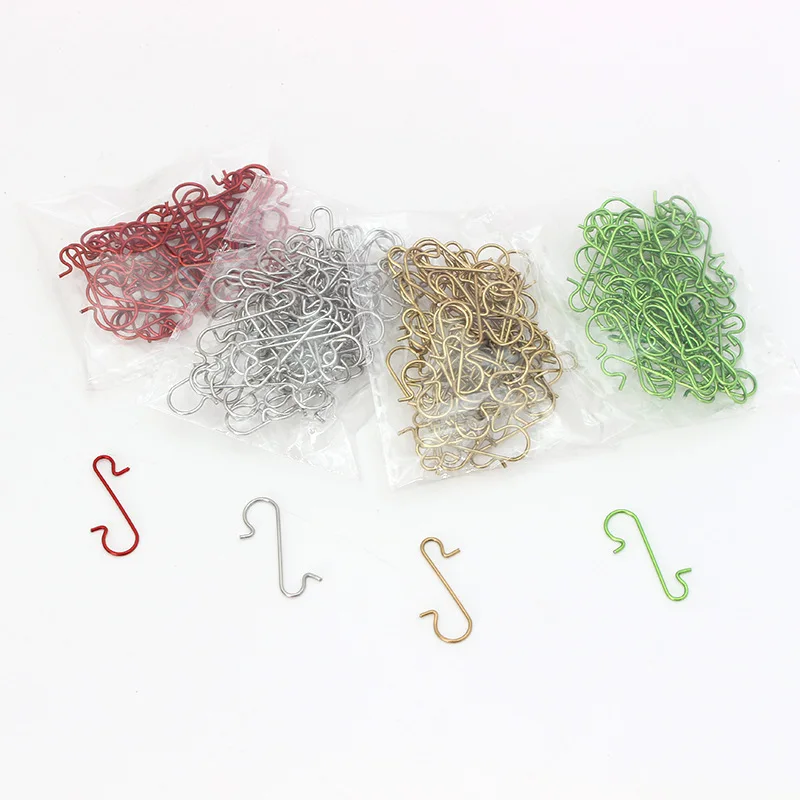 Christmas Ornament Metal S-Shaped Hooks Holders Christmas Tree Ball Pendant Hanging Decoration Home Navidad New Year 50pcs Christmas Decorations
