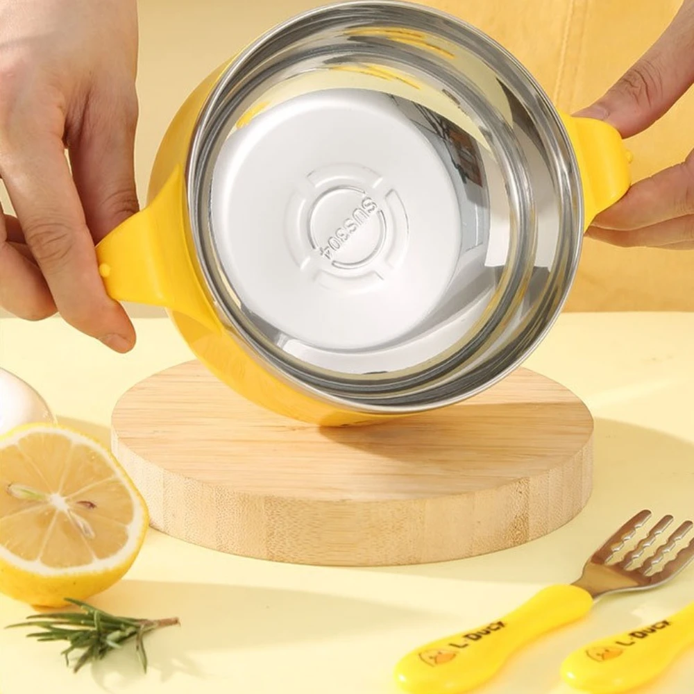 304 Stainless Steel Baby Feeding Sets Anti-Scalding Children Bowl Cup Fork Spoon Training Chopsticks Tableware Kids Accessories