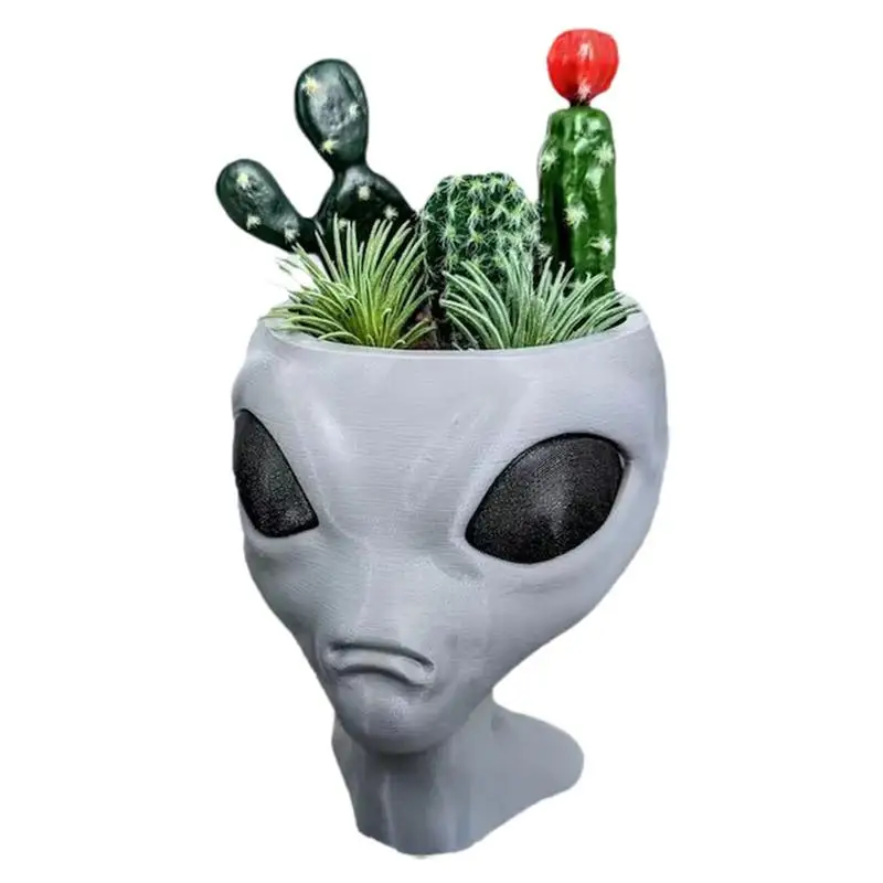 

Resin Sculpture Flower Pot Weatherproof Novelty Planter With Vivid Alien Face Design Home Decor Products For Balcony Courtyard