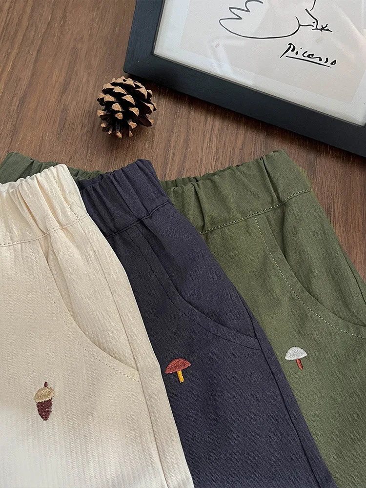 2025 Autumn New Baby Casual Pants Cartoon Embroidery Fashion Boys Versatile Trousers Infant Girl Loose Pants Children Clothes 4