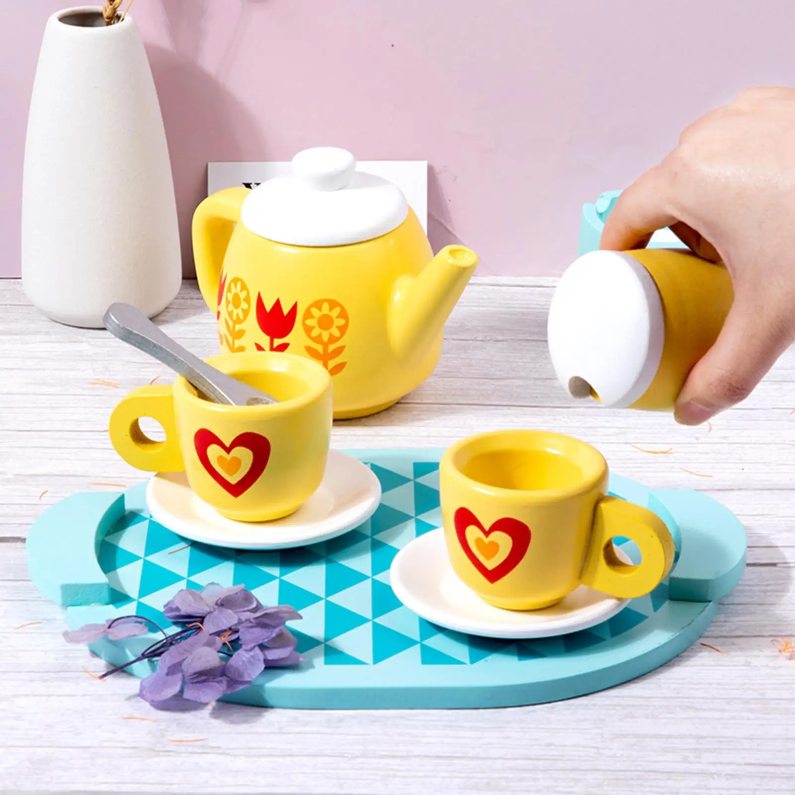 

8 Pieces Children Tea Party Set Montessori Toy for Tea Set Little Girls Kids