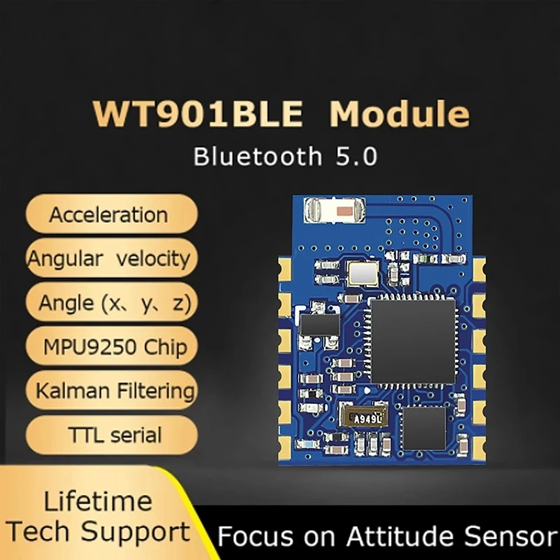 

Bluetooth Inclinometer WT901BLE MPU9250 Accelerometer+Gyro+Magnetometer, Low-consumption Ble5.0, Compatible with IOS/Android/PC