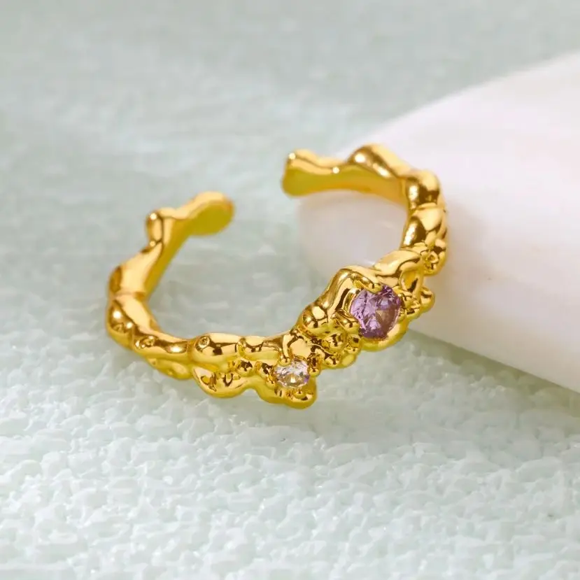 Zircon Irregular Ring Stainless Steel