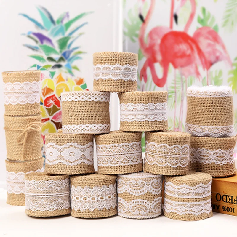 Jute Burlap Ribbon for DIY Wedding Decoration lace fabric lace ribbon lace decoration lace accessories lace sewing accessories