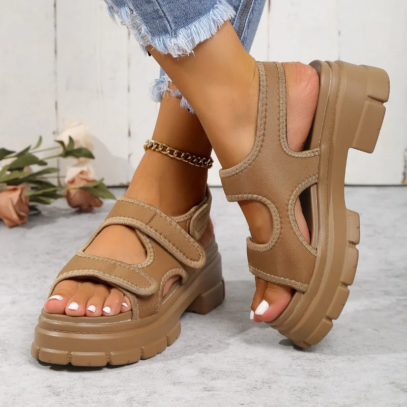 Women Shoes Plus Size Summer New Platform One Pedal Women's Sandals Outdoor Open Toe Rome Solid Female Casual Beach Sandalias