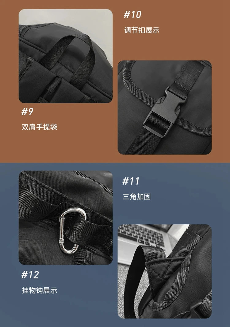 Sport- und Reisetasche aus Nylon mit großer Kapazität für Männer und Frauen – Detail 21