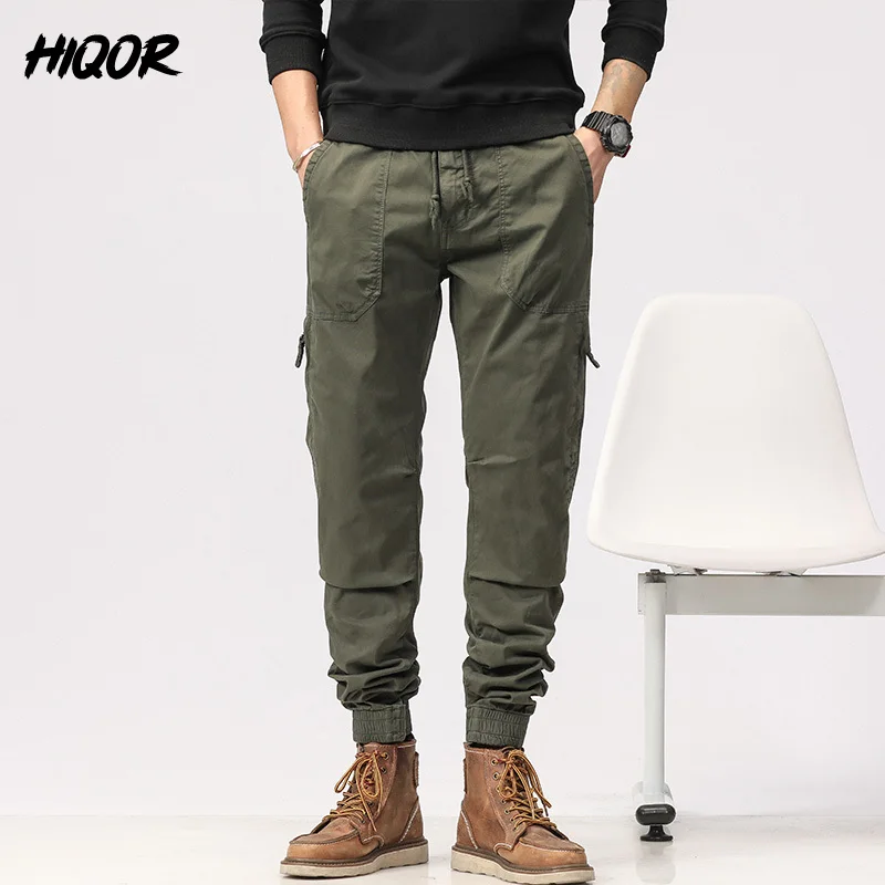 

HIQOR Streetwear Black Men Harem Joggers Pants Cargo Pants 2023 Hip Hop Casual Pocket Sweatpants Male Oversized Fashion Trousers