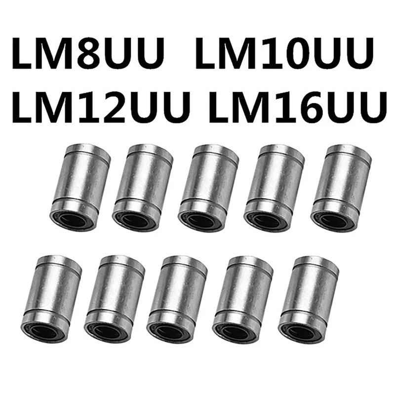 10pcs 8mm LM8 LM8UU LM10UU LM6UU LM12UU Linear Bushes 6 12 10mm CNC Linear Beare for Rod Rail Linear Shaft Optical Axis Part 8mm 10mm linear shaft round rod l100 150 200 250 300 350 400 450 500 chromed linear rail round rod optical axis for 3d printer