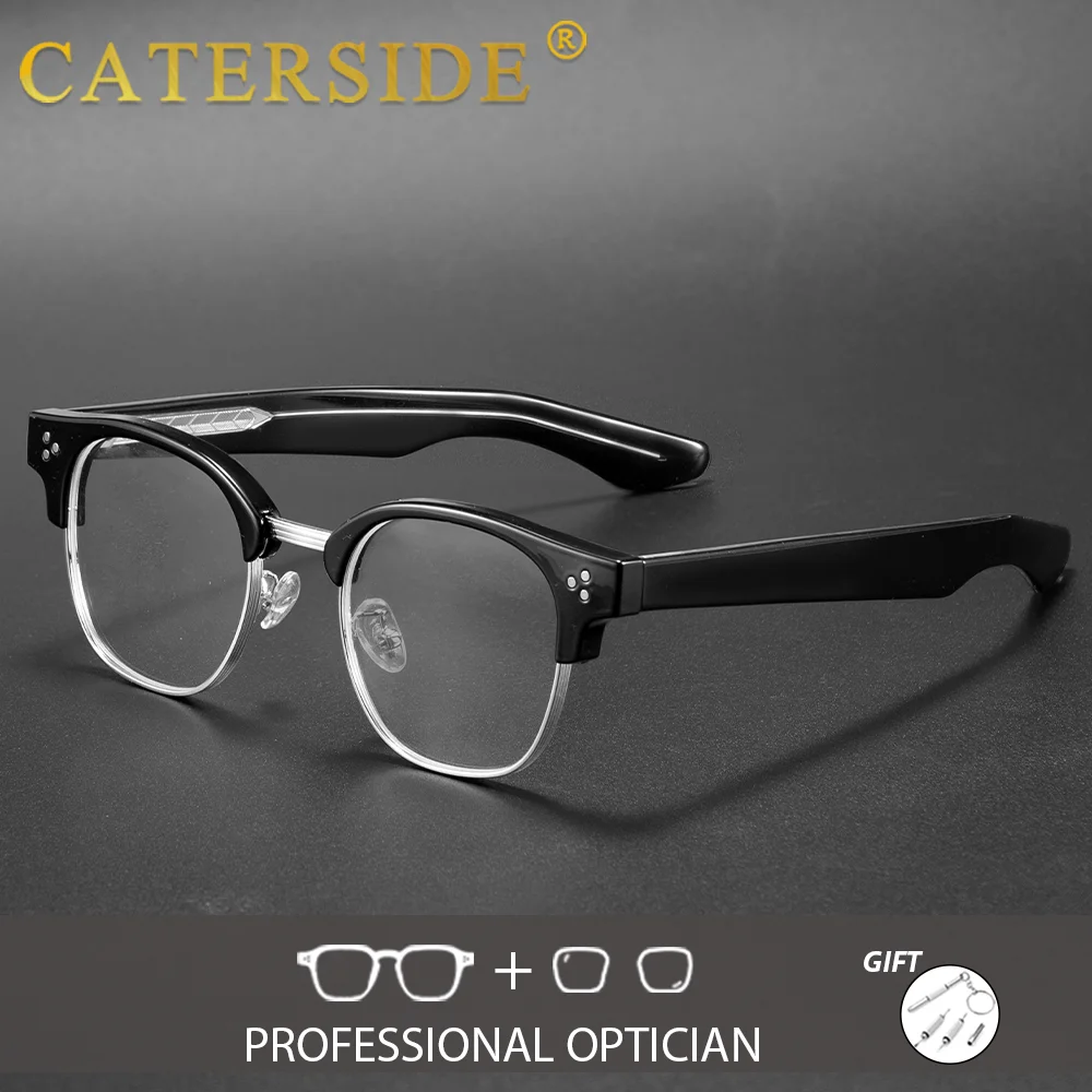 CATERSIDE Unisex-Optikbrille, maßgeschneiderte runde Gläser mit Brechungsindex 1,56, verschreibungspflichtige Brillen, klassische modische Lesebrille – Detail 6