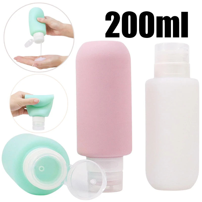 200ml Silicone Bottle Refillable Bottle Lotion Shower Gel Shampoo Container Empty Bottle Portable Travel Accessories Wholesale