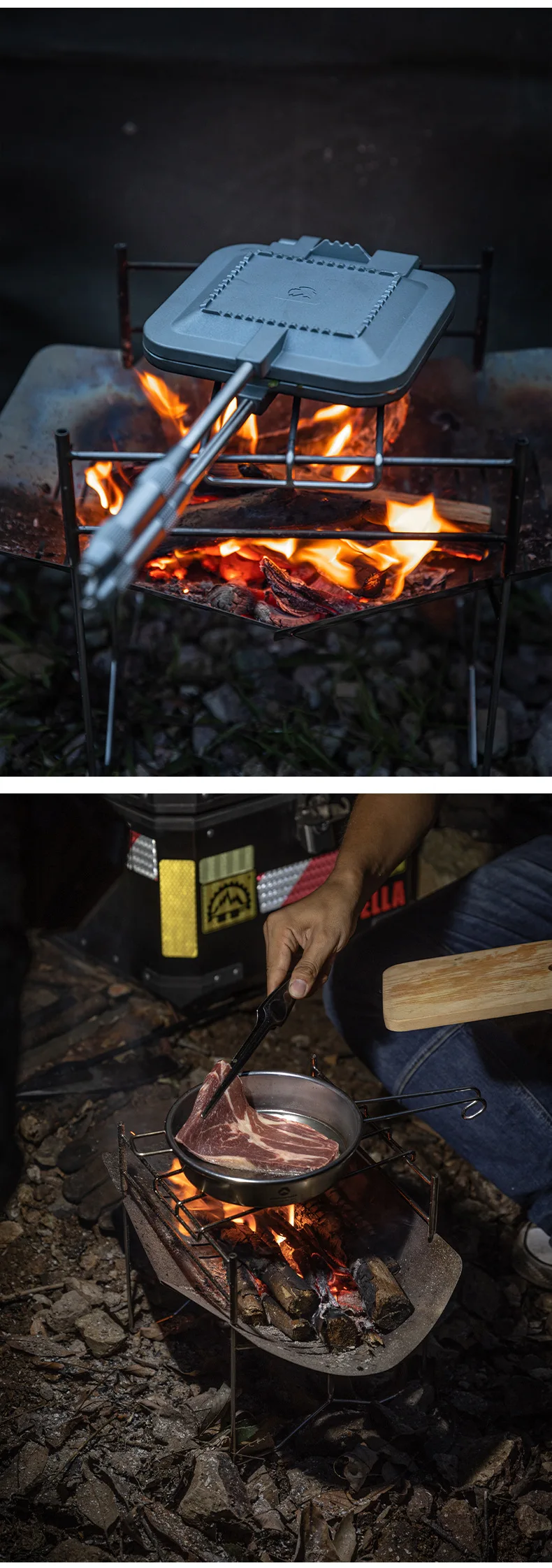 CAMPINGMOON Neuer Günstiger 1 Stück A4-Q Tragbarer Outdoor-Klappkamin mit Stahlkohlebett - Leichtes Feuerbett für Camping – Detail 9