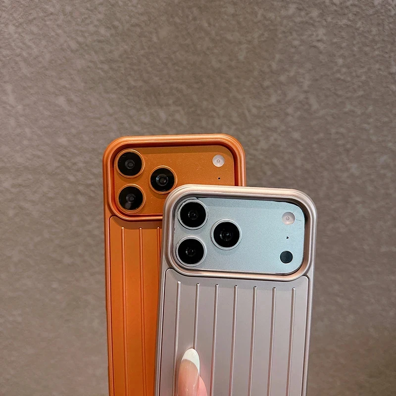 Luxury Striped Texture Shockproof Phone Case - Titanium Glossy Business Cover