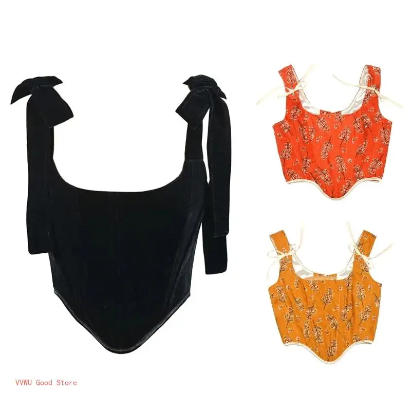 

Victorians Corset Top Women Bustier Adjust LaceUp Tied Waspie