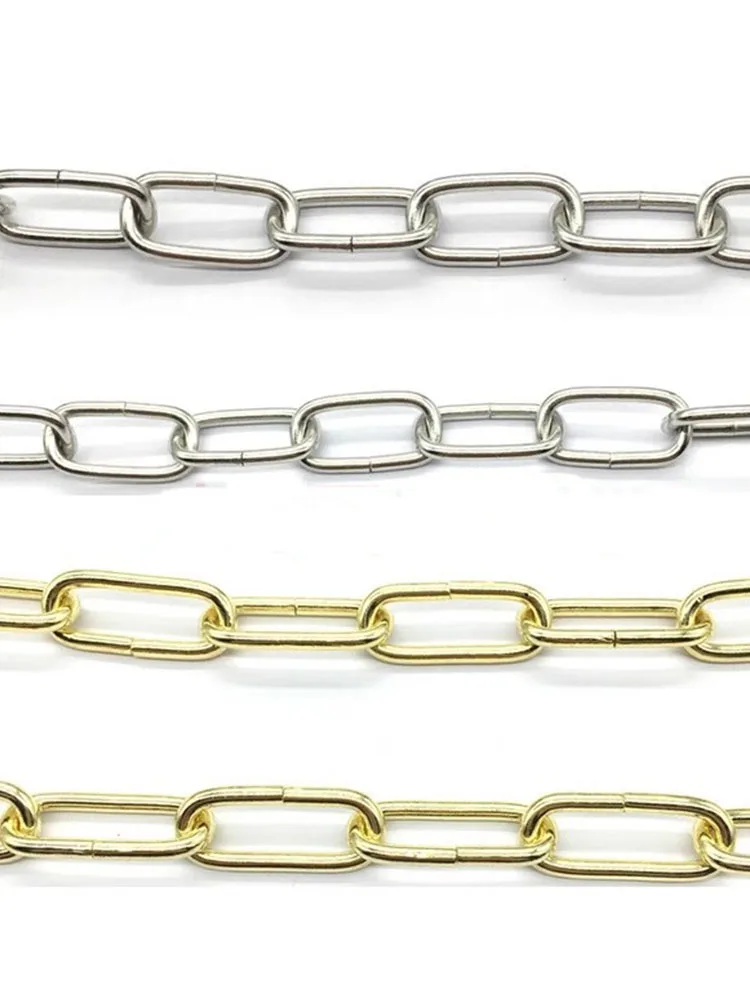 1–10 Meter 3 mm Metall-Hängekette, Leuchtstofflampe, rechteckig, quadratisch, Gold/Silber, gerade Ringkette für Bekleidungsgeschäft – Detail 1