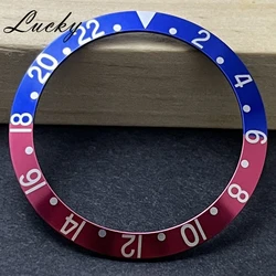 Retro Aluminum Sloping Bezel GMT & Diving Watch Insert, 38mm x 30.6mm, for 40mm Watch Face Replacement (Top 3.Blue Red)