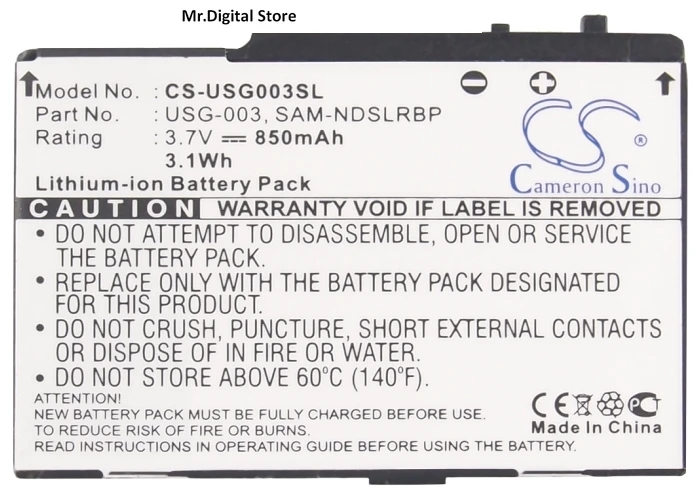 

Cameron Sino 850mAh Battery C/USG-A-BP-EUR, SAM-NDSLRBP, USG-001, USG-003 for Nintendo DS, DS Lite