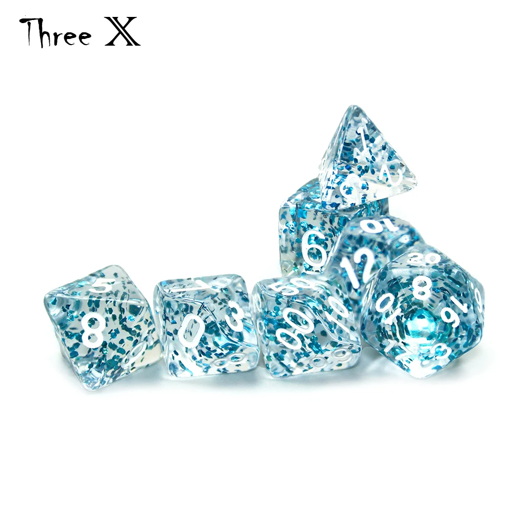 

DNDGame Rpg TRPG 7pc/lot Glitter Powder Amazing Effect dice set D4,6,8,10,10%,12,20 for Boardgame,educational game pieces