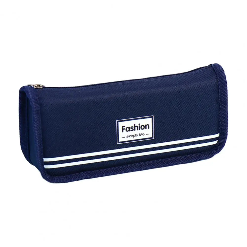 Useful Stationery Bag Canvas Pencil Pouch Zipper Closure Keep Tidy Classroom Dormitory Pencil Pens Eraser Ruler Storage Pouch