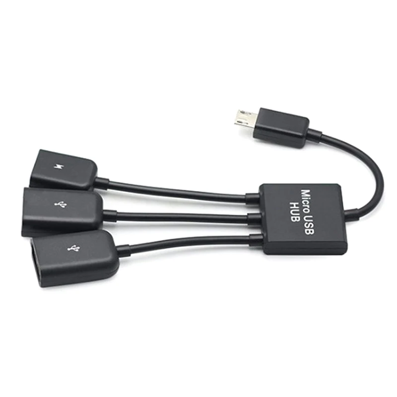 마이크로 USB C 타입 허브 수-암 이중 USB 2.0 호스트 OTG 어댑터 케이블, 스마트폰 컴퓨터 태블릿용, 3 포트, 3 in 1