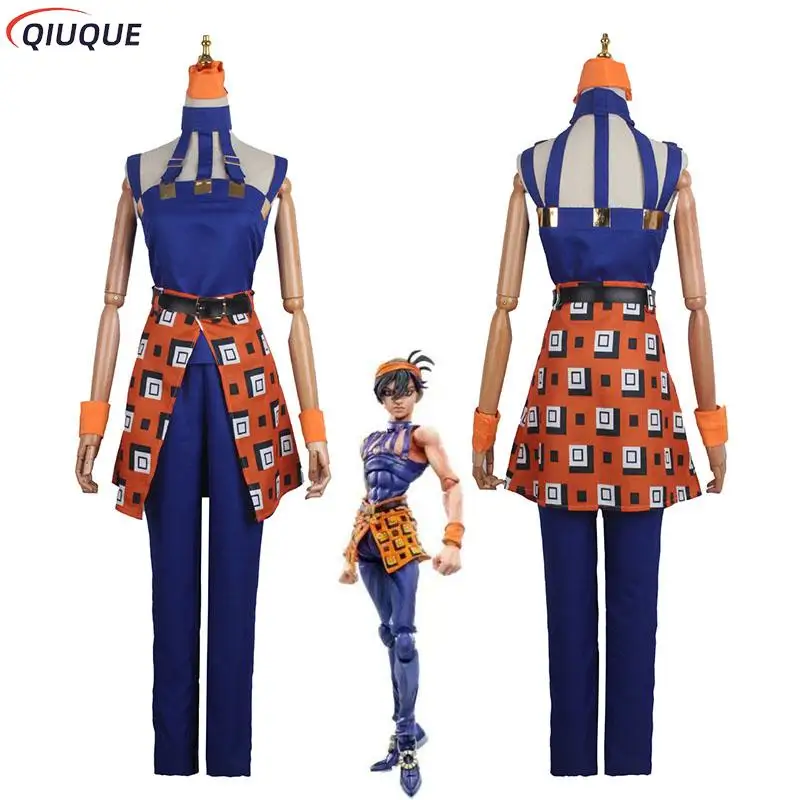 thumbnail image 1 of Disfraz de Cosplay de Ghirga Narancia, peluca, atuendo unisex, uniforme de anime, traje de fiesta de Carnaval de Halloween, 1 of 5