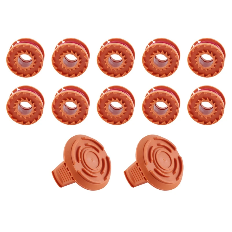 Confezione Da 12 Bobine Di Ricambio String Trimmer Line 10 Pack Spool E 2 Cap Accessori Per Tosaerba Per Worx