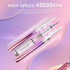 45000RPM Gradient Purple Rechargeable Nail Drill Portable Cordless Electric Nail Drill Machine  Manicure 85w with Desktop Clock 3