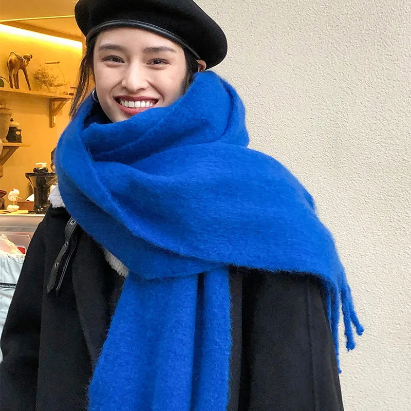 Fashion Women Thick Shawl Wraps Scarf Winter Warm Solid Color Pashmina Blanket Long Tassel Hijab Stoles Bufanda Mujer 3