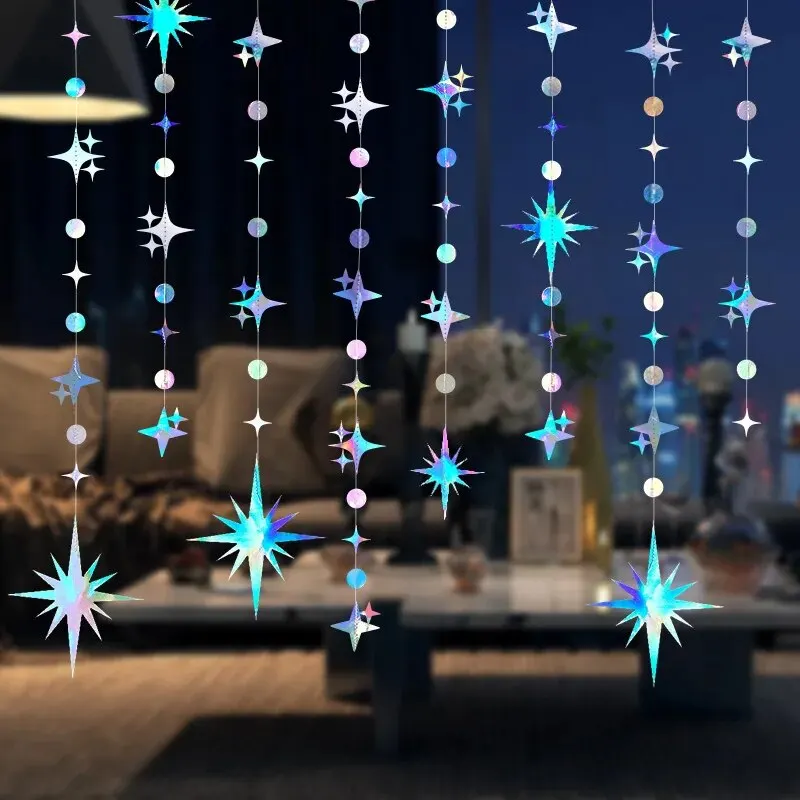 Paper Garland Party Decorations 24PCS 28PCS Star Garland Polka Dots Shower Curtain Props Valentine's Day New Year Party