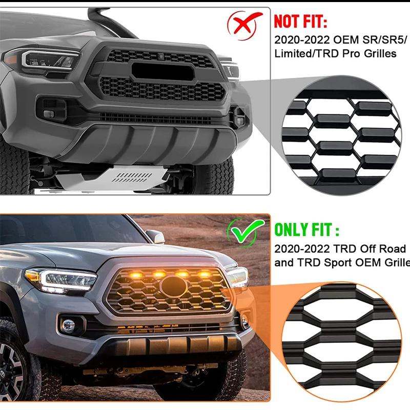 4 個フロントグリル照明キット 2020-2022 トヨタ タコマ TRD