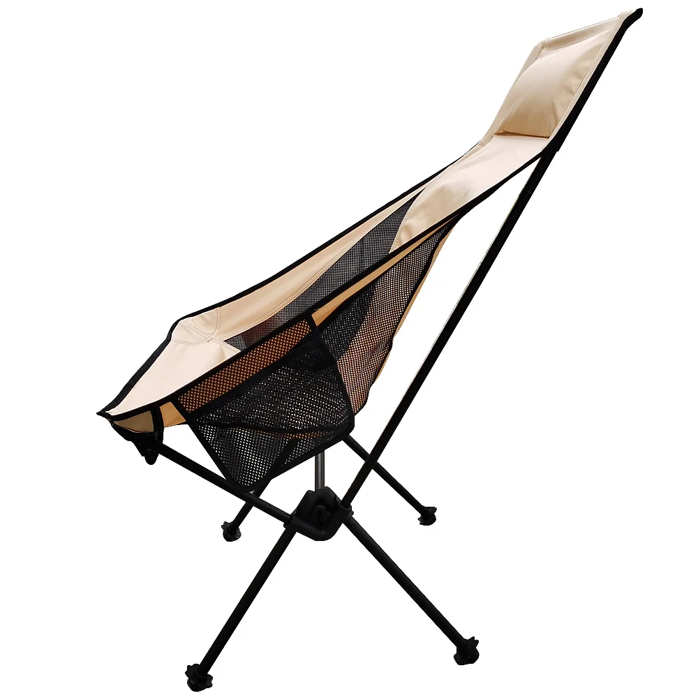 

2020 Outdoor Beach Chair, High-Back Folding Camping Chair with Carry Bag, Black, Aluminium