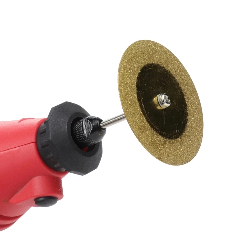 5pcs Mini Diamond Cutting Disc For Dremel Rotary Tools Accessories TiN Coated Circular Saw Blade With 3mm Shank Mandrel